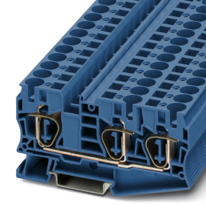 Phoenix Contact Multi-Conductor Terminal Block; ST 10-TWIN BU; 55A; 600V; #16 - #6; Spring-Cage Connection; Blue